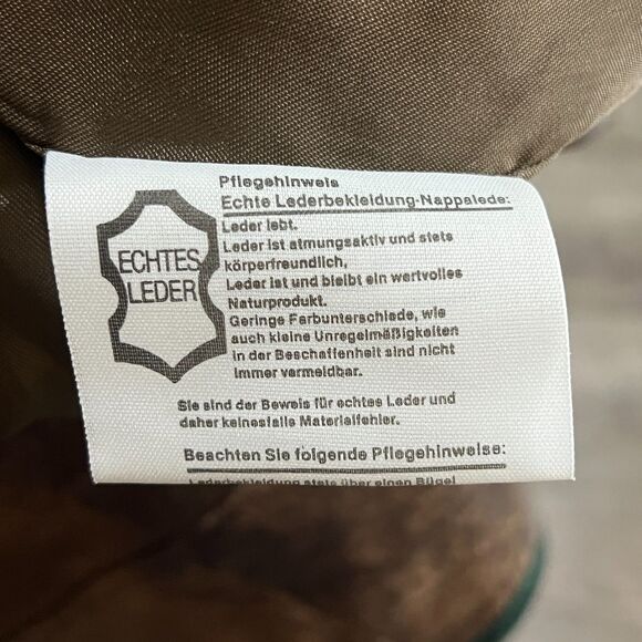 Vintage 70s German Trachten Embroidered Leather Jacket Size 46 Echts Leder Brown - Picture 9 of 13